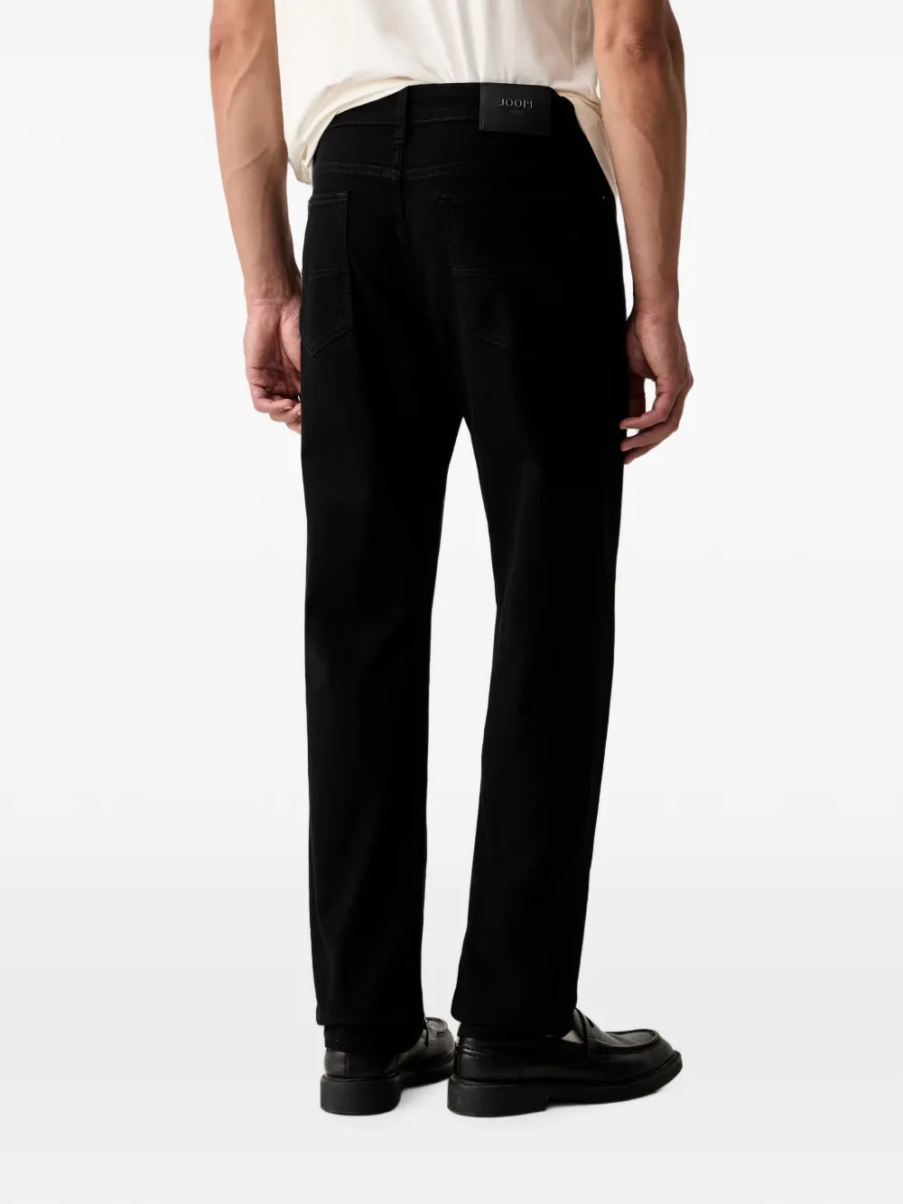 Joop! Mitch straight jeans met logo-patch Zwart