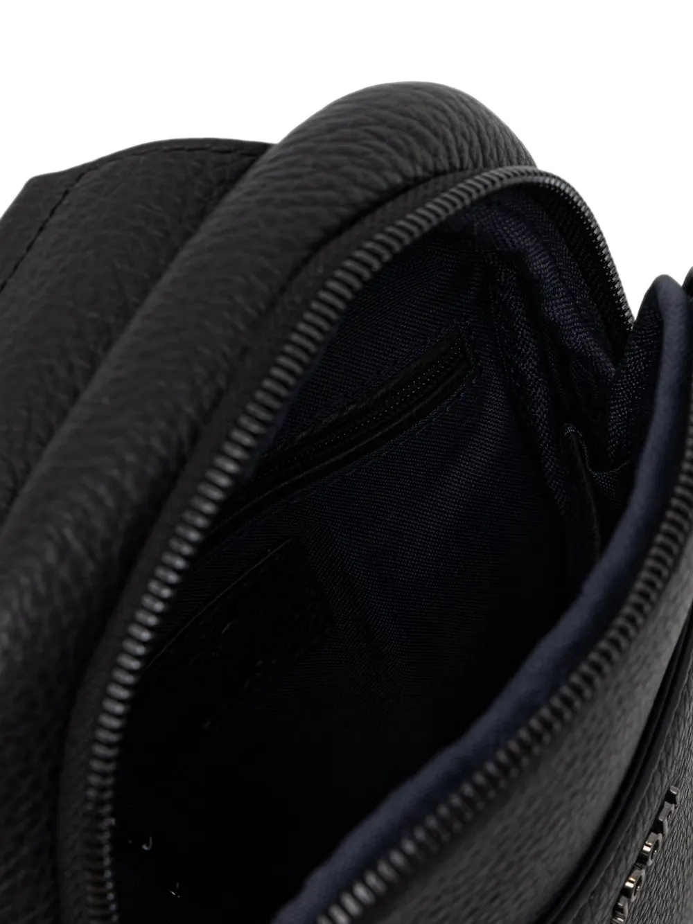 Joop! grained leather messenger bag Zwart