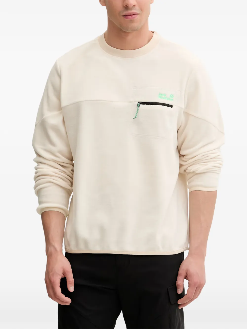 JACK WOLFSKIN fleece-texture zip-pocket sweatshirt - Toni neutri