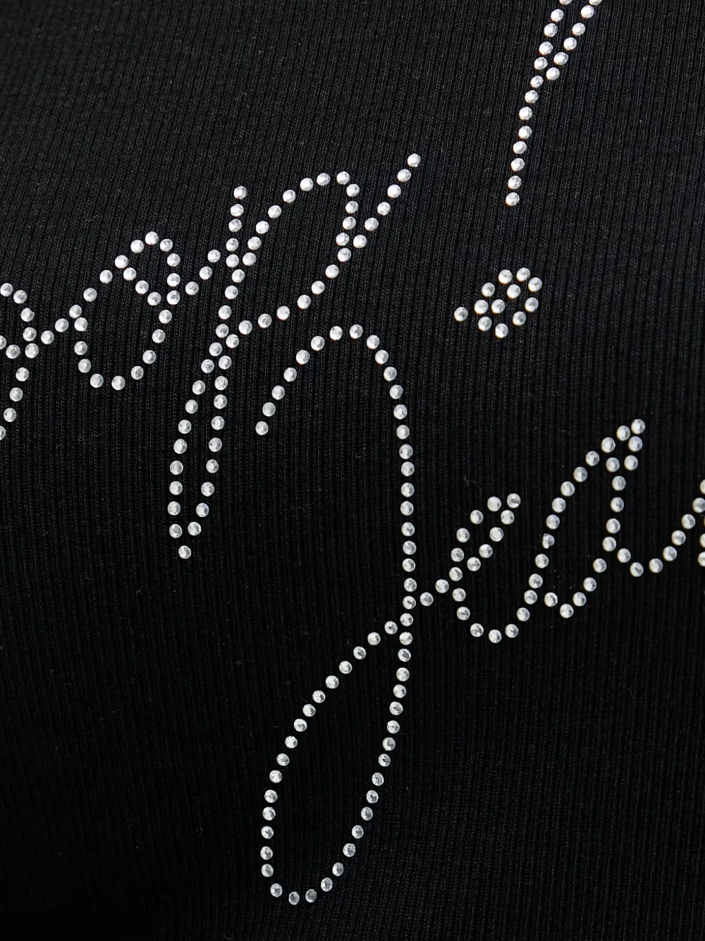 Joop! Tineta geribbeld T-shirt met logo van stras Zwart