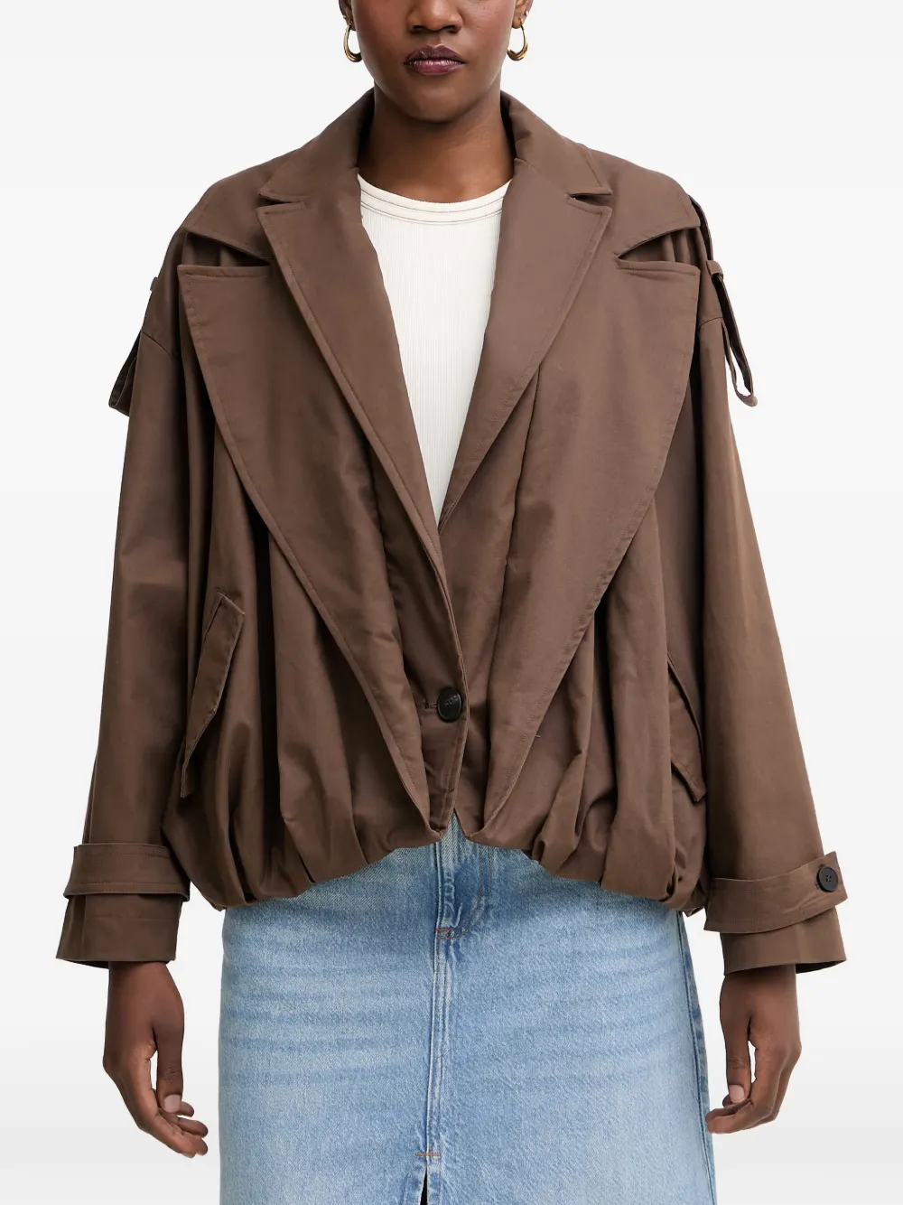 Haveone cut-out notched-lapels jacket - Marrone