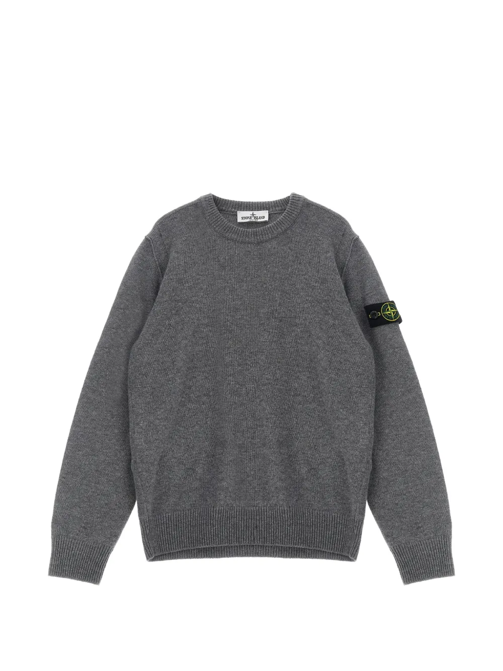 Stone Island Junior logo-patch crew-neck sweater - Grigio