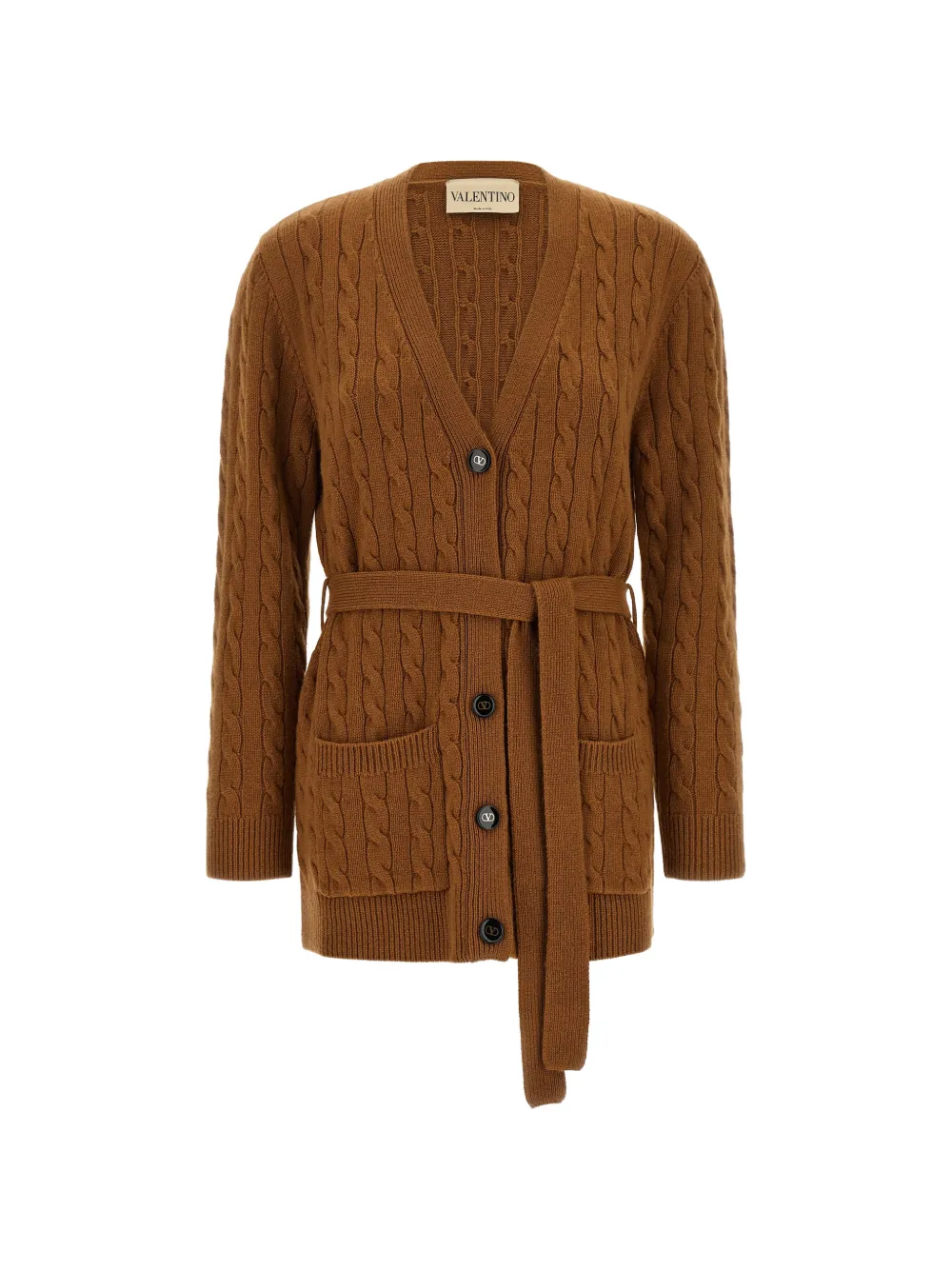 Valentino Garavani VLogo Signature cable-knit cardigan - Marrone
