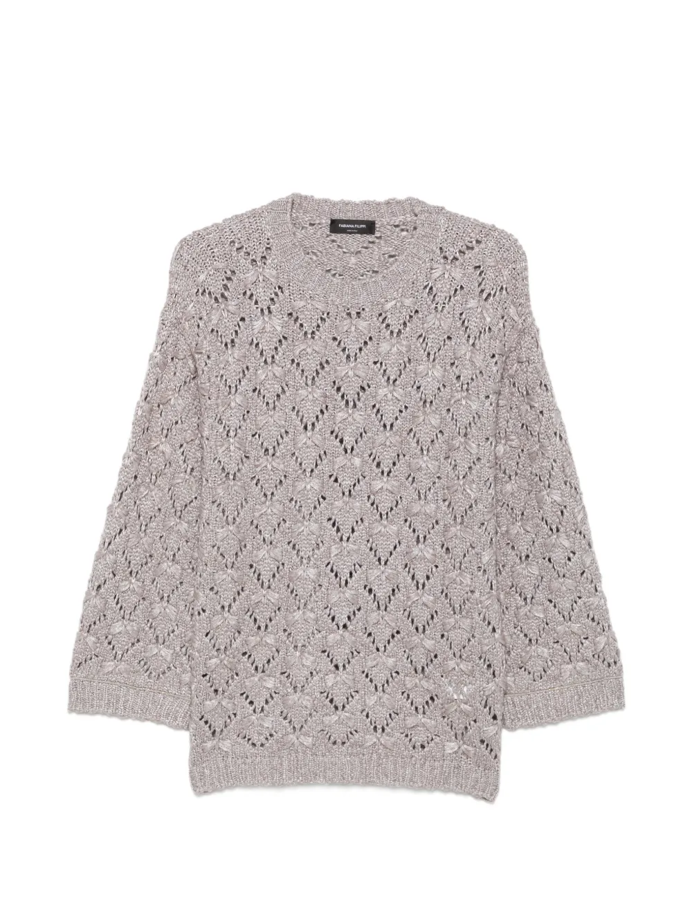 Fabiana Filippi open-knit pointelle-trim sweater - Grigio