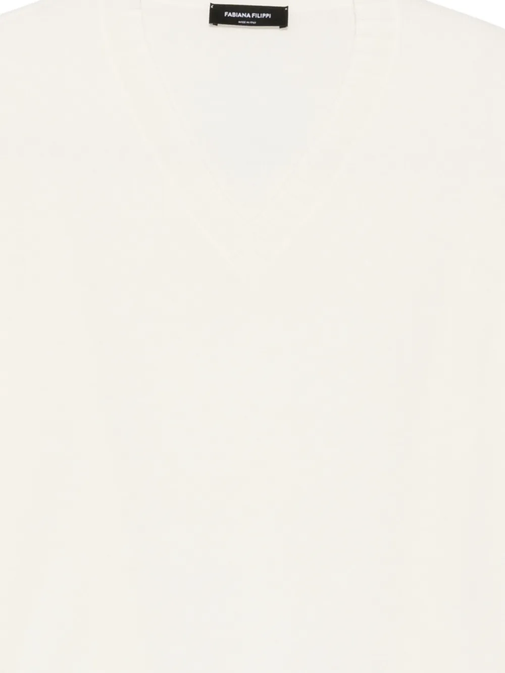 Fabiana Filippi Trui met V-hals en geribbelde afwerking Beige