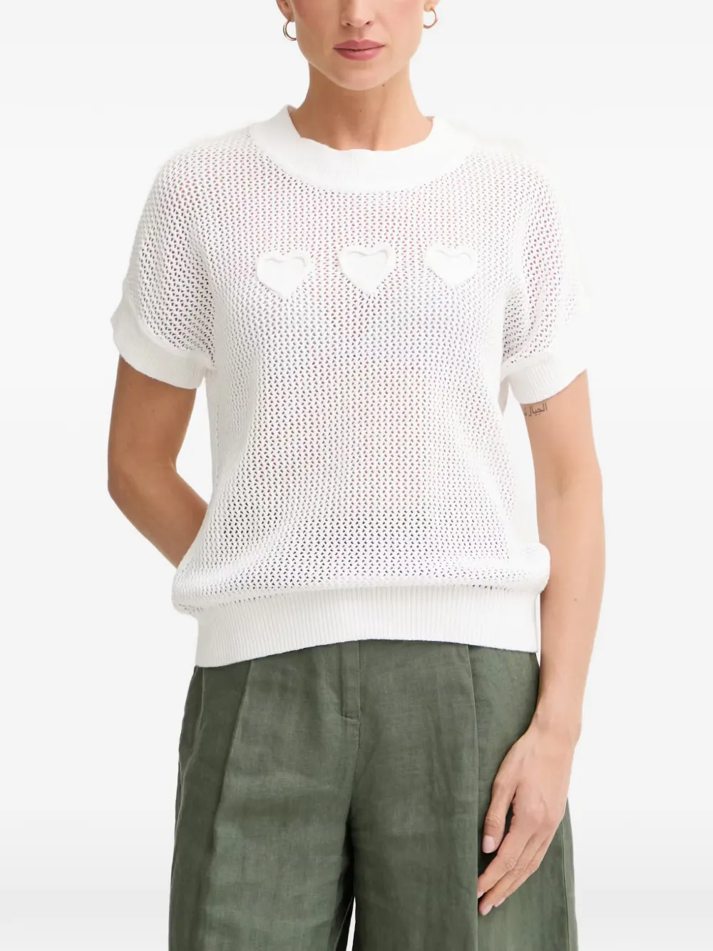 Marc Aurel heart-motif open-knit T-shirt