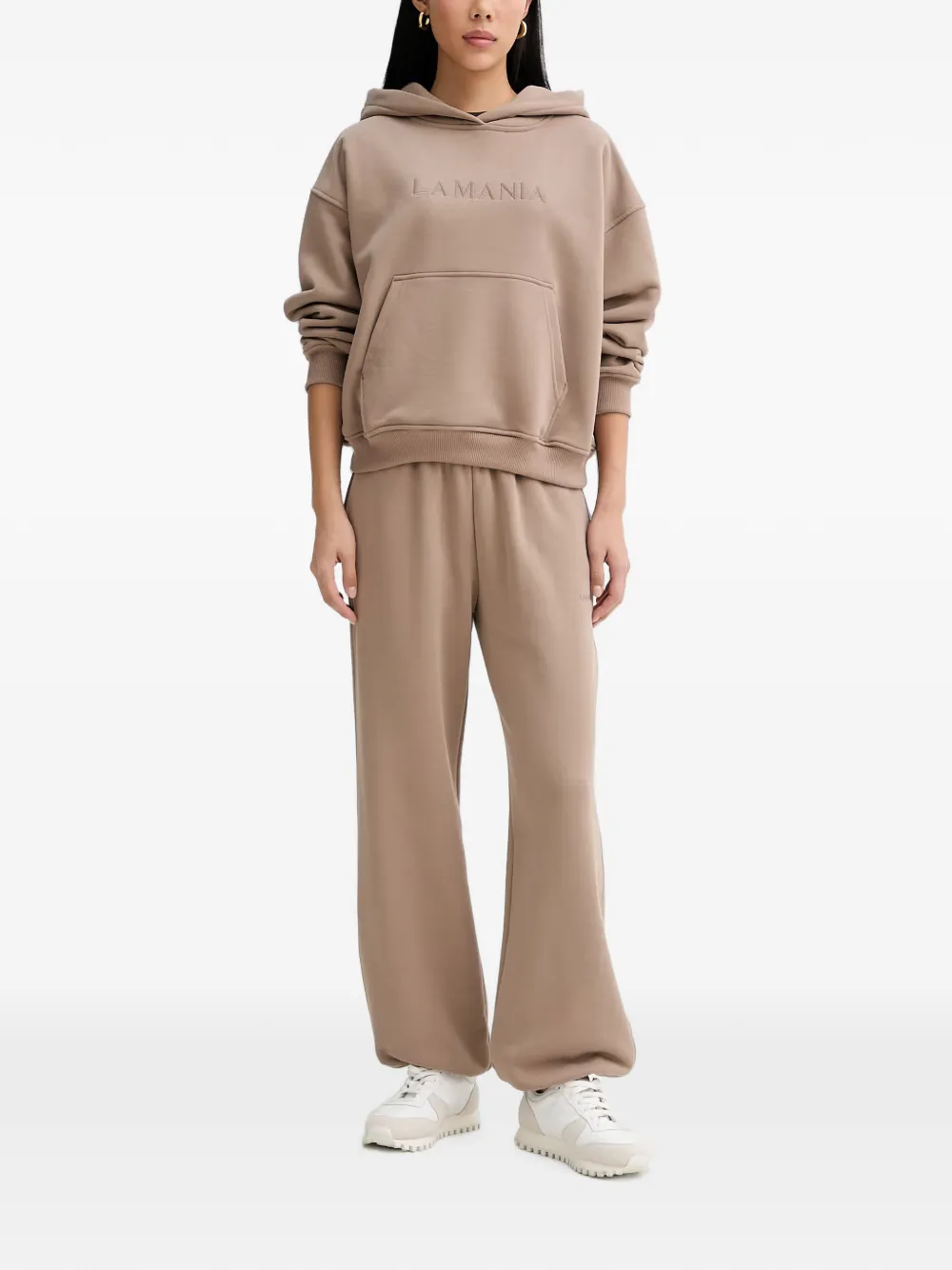 La Mania Axel elastische trainingsbroek met geborduurd logo Beige