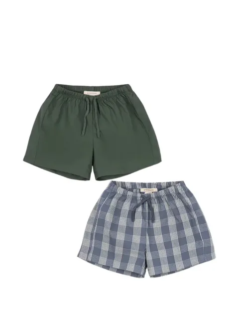 Konges Sløjd check-pattern drawstring shorts set (set of two)