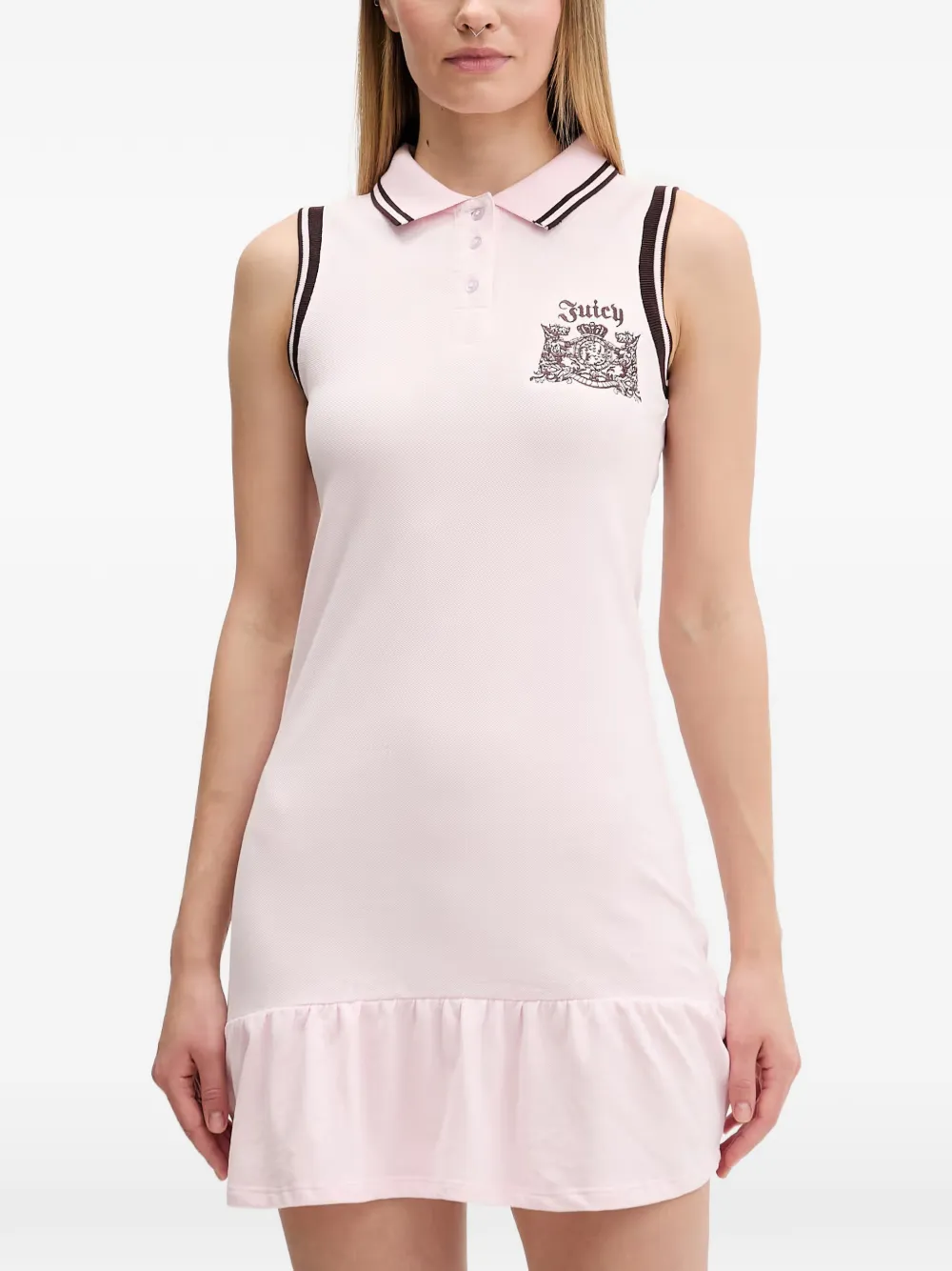 Juicy Couture logo-embroidered ruffled mini dress - Rosa