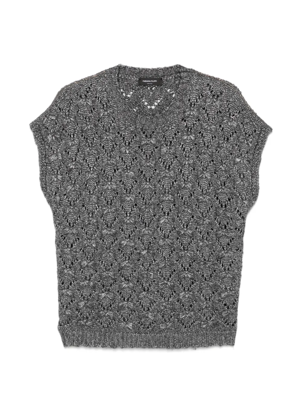 Fabiana Filippi open-knit cap-sleeve sweater - Grau