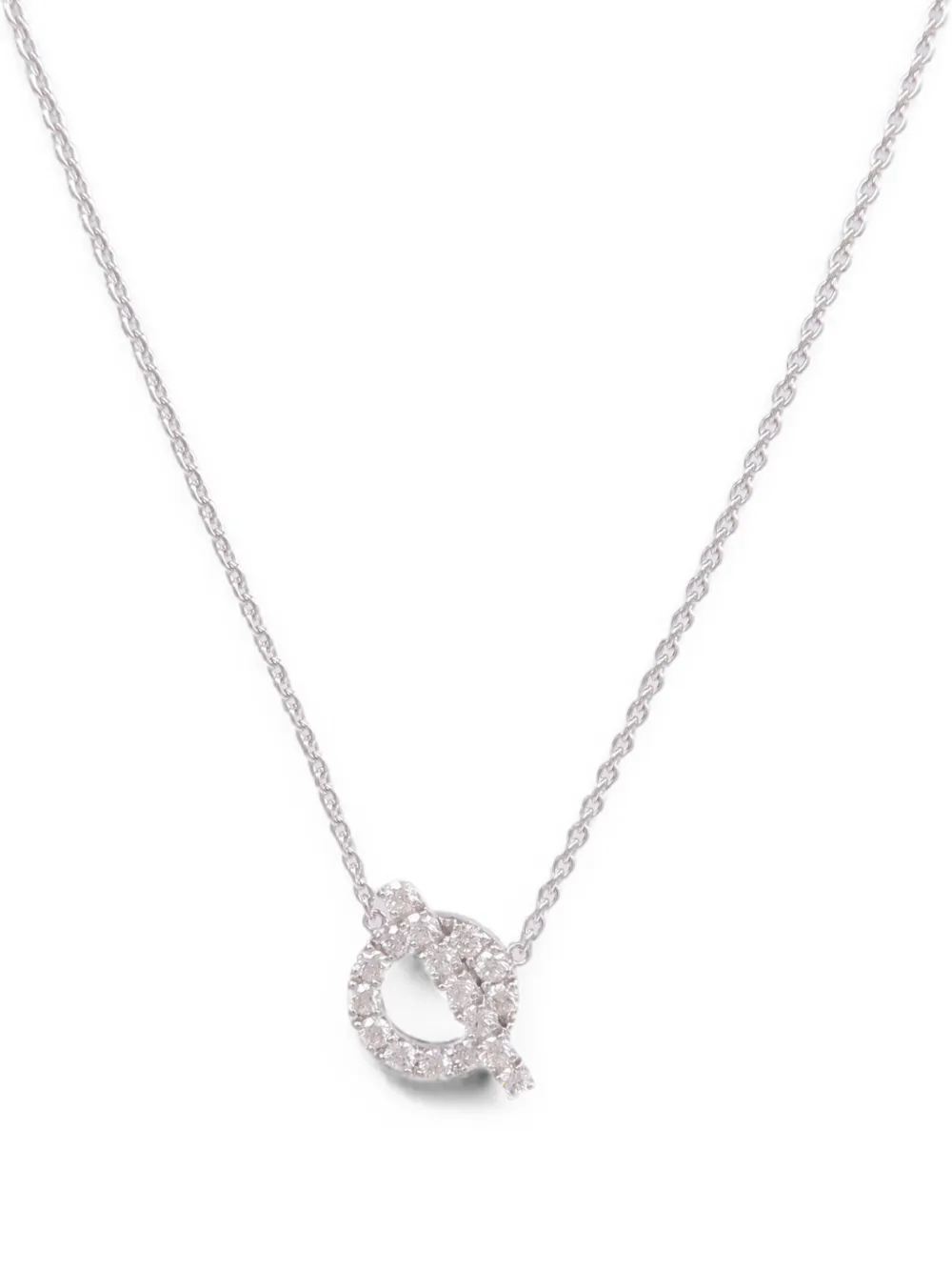 Pre-owned Hermes Finesse Diamond Necklace In Silver