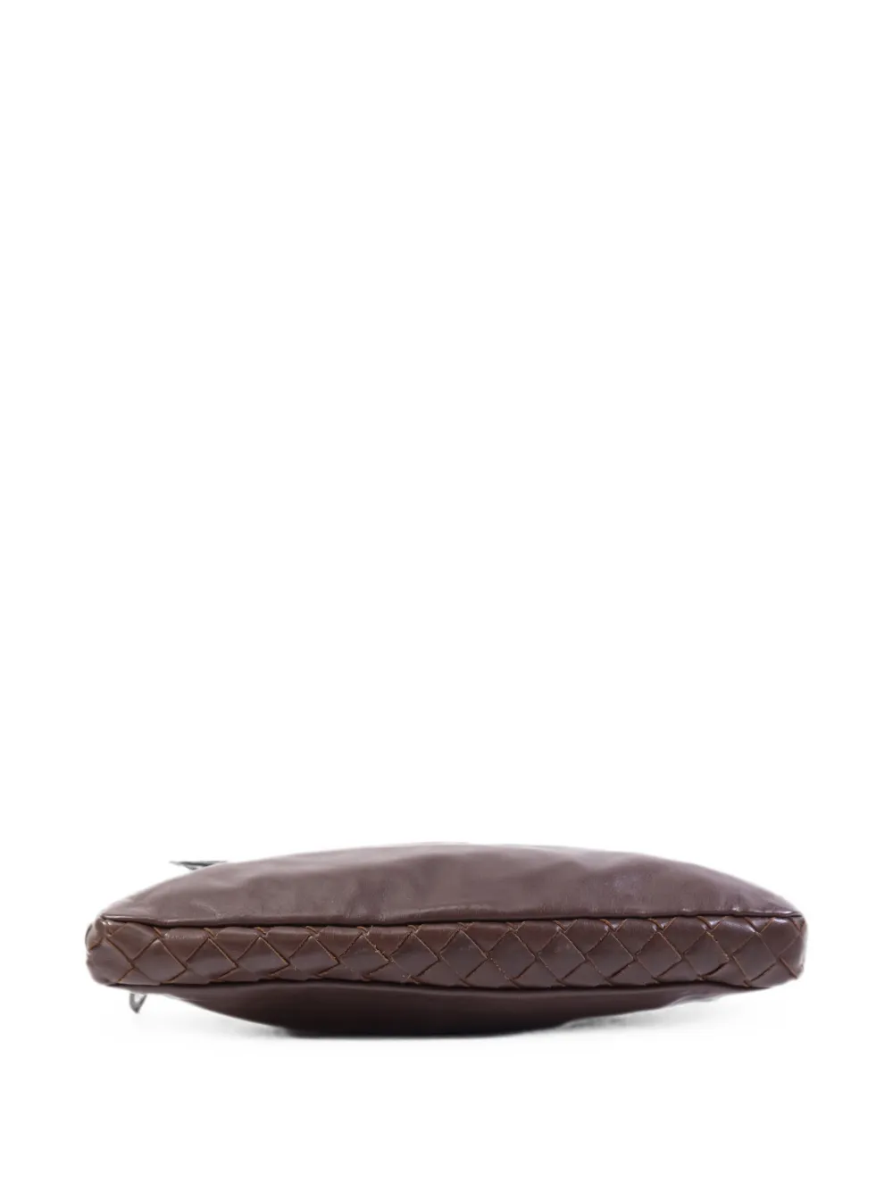 Bottega Veneta Pre-Owned Intrecciato clutch met ritssluiting en afwerking Bruin