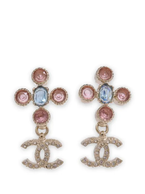 CHANEL Pre-Owned CC crystal-embellished drop earrings