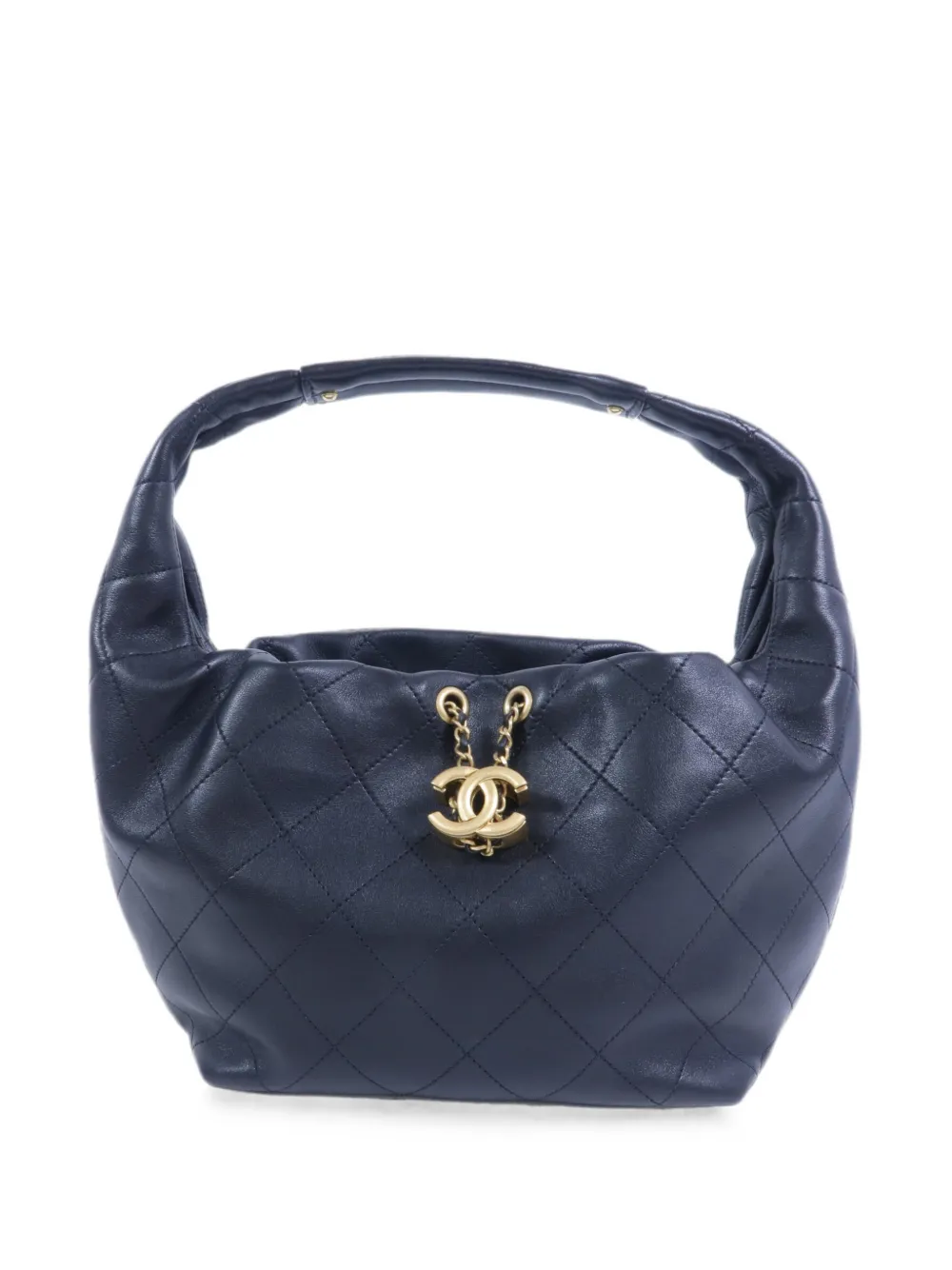 CHANEL Pre-Owned small Hobo quilted CC logo-charm tote bag - Black