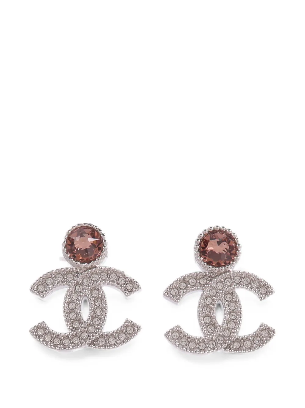 CHANEL Pre-Owned CC crystal-embellished earrings - Silver
