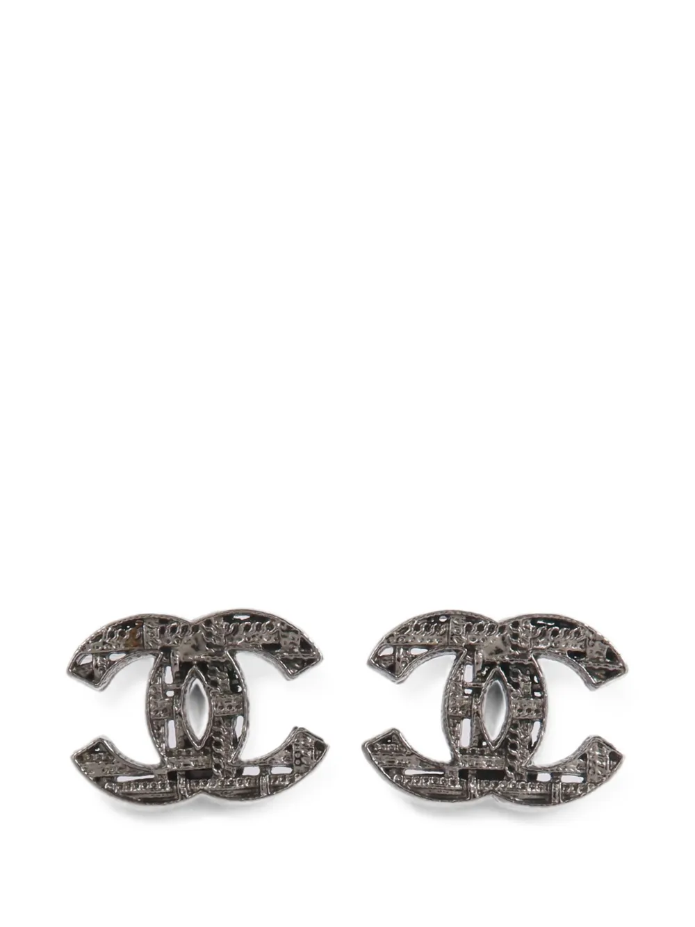CHANEL Pre-Owned interlocking-CC earrings - Argento