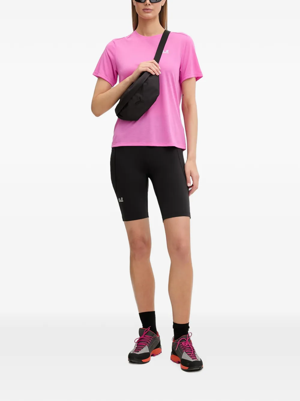 JACK WOLFSKIN Fietsshorts met logoprint Zwart