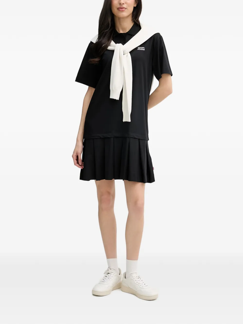 Joop! Tadena mini-polojurk met plooien Zwart