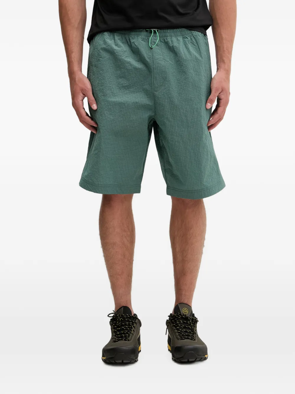 JACK WOLFSKIN Find the Wild check-pattern drawstring shorts - Verde