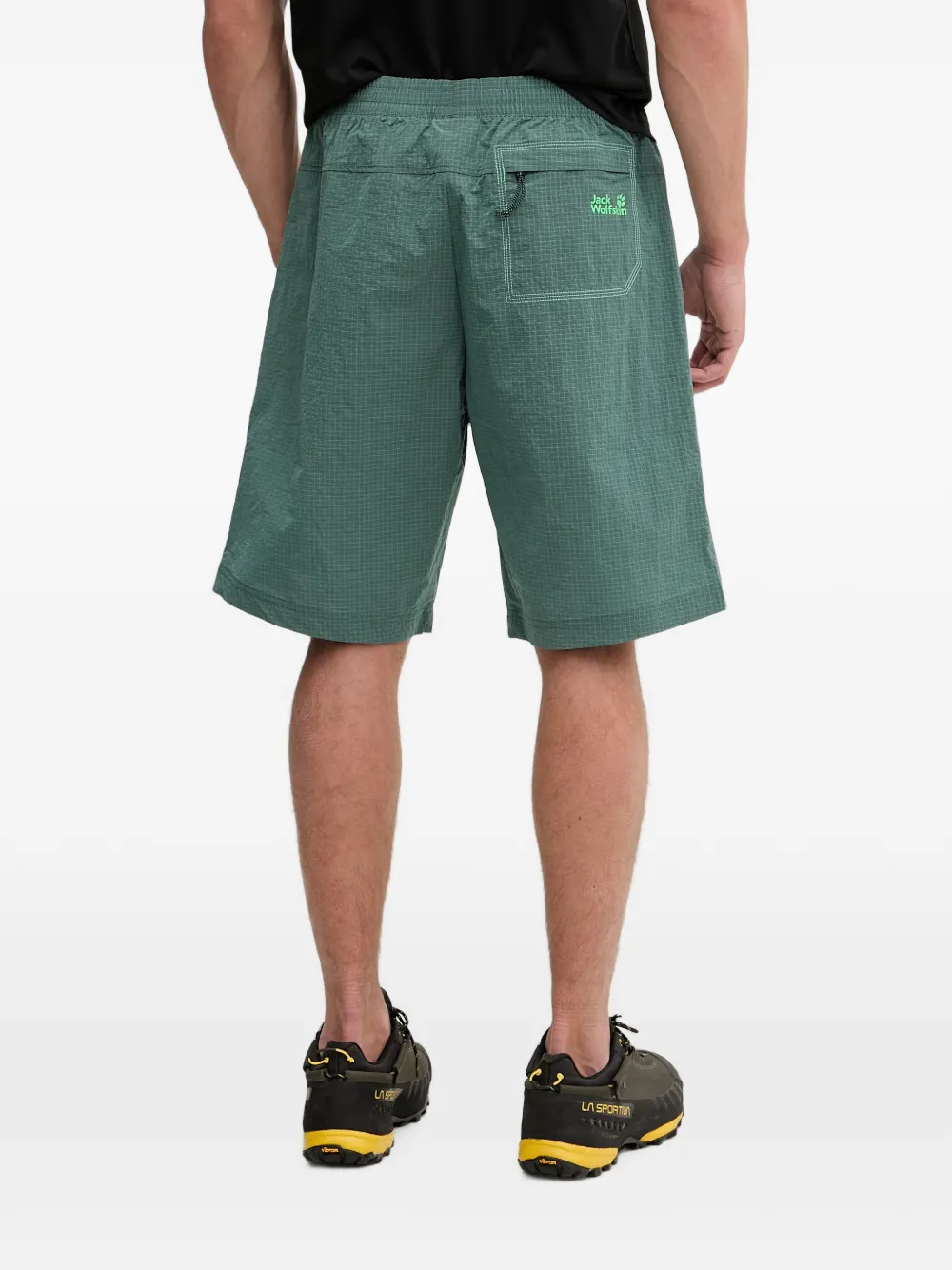 JACK WOLFSKIN Find the Wild check-pattern drawstring shorts Groen