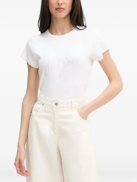 Joop! camiseta Tineta de canalé con logo de strass