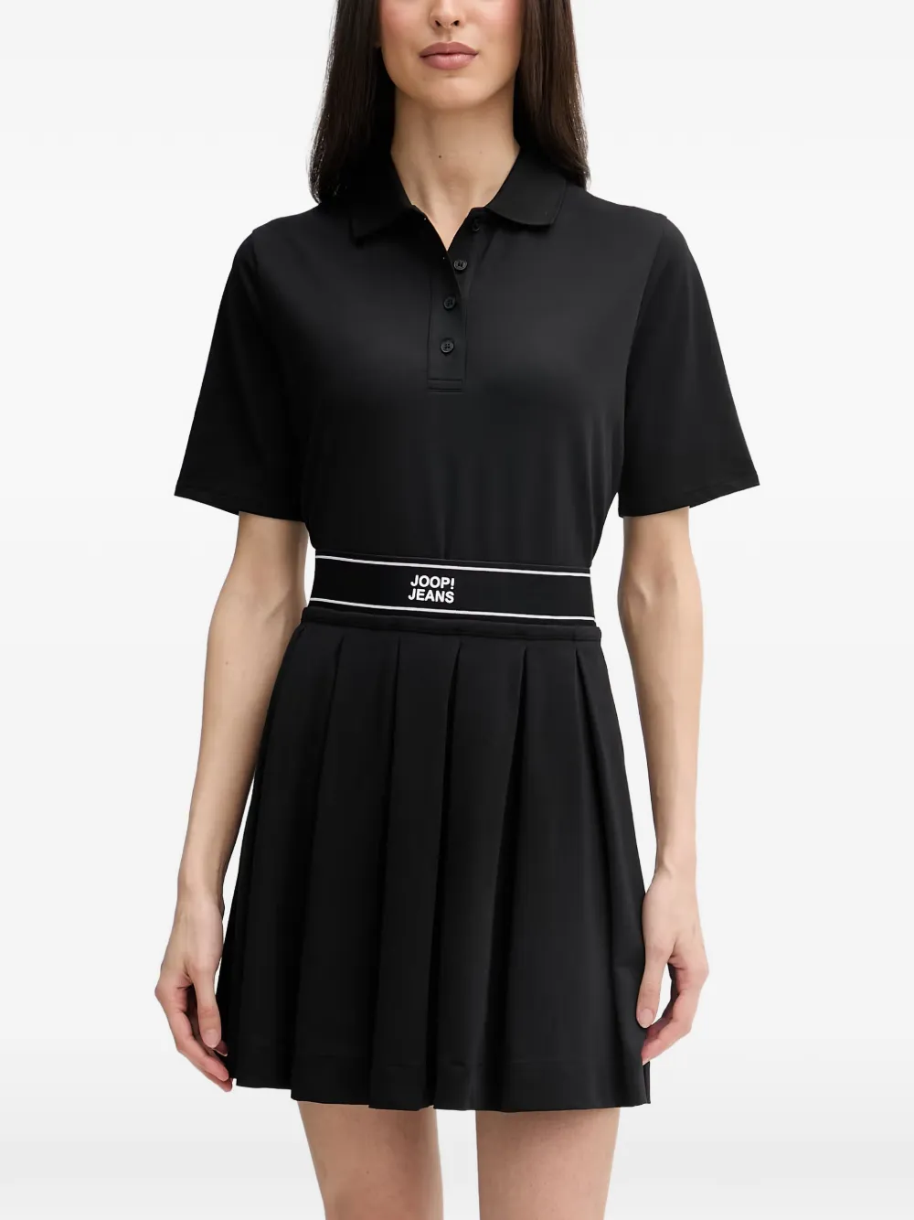 Joop! Talena logo-waistband polo-collar top - Nero