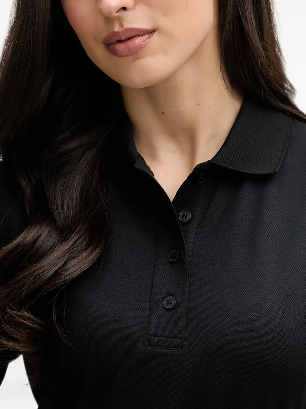 Joop! Talena top met polokraag en logoband Zwart