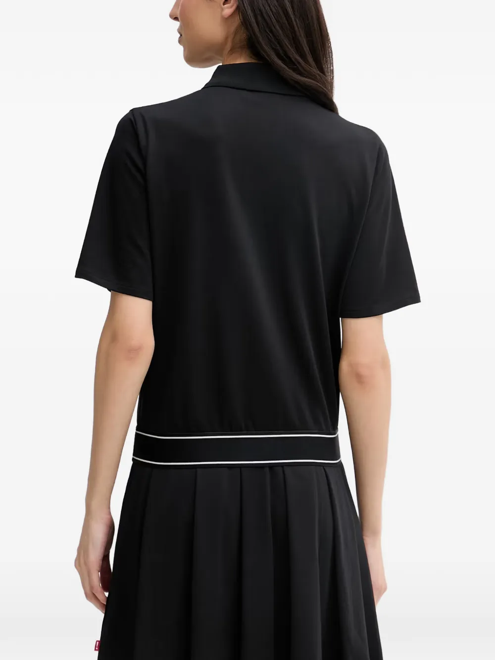 Joop! Talena top met polokraag en logoband Zwart