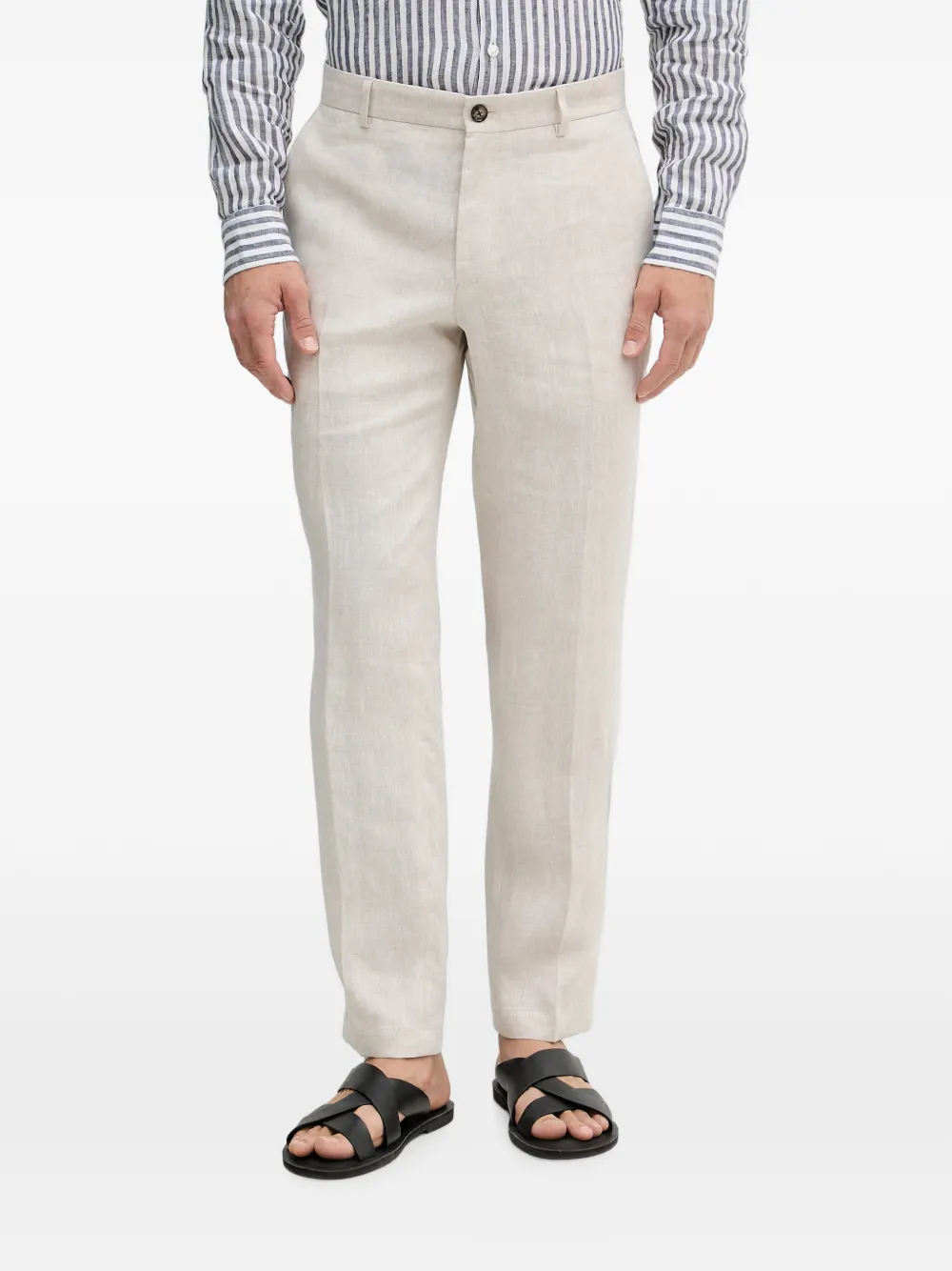 Joop! Hank pressed-crease logo-patch trousers - Toni neutri