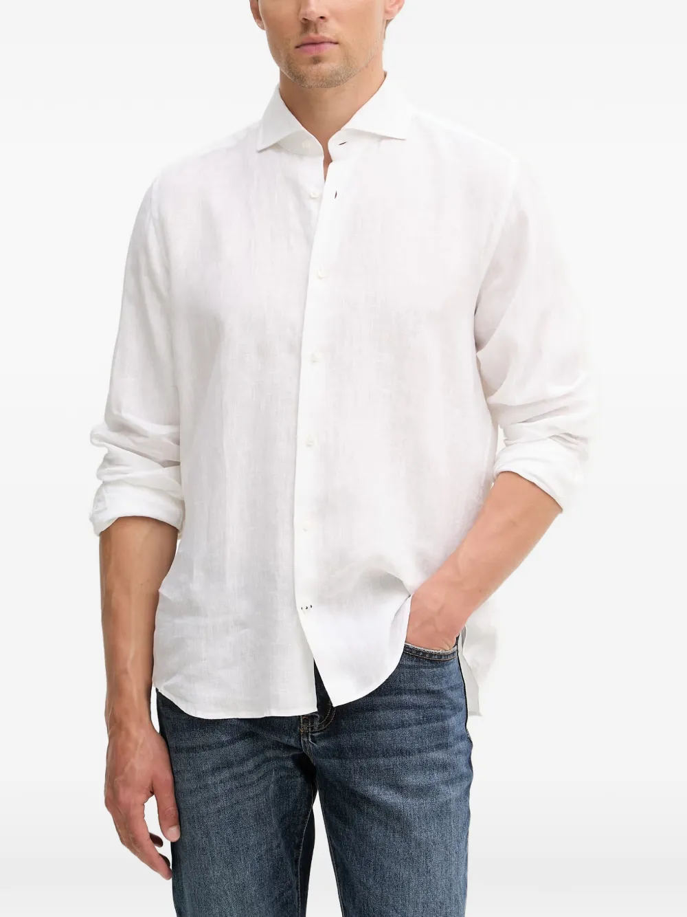 Joop! Pai spread-collar long-sleeve shirt - Bianco