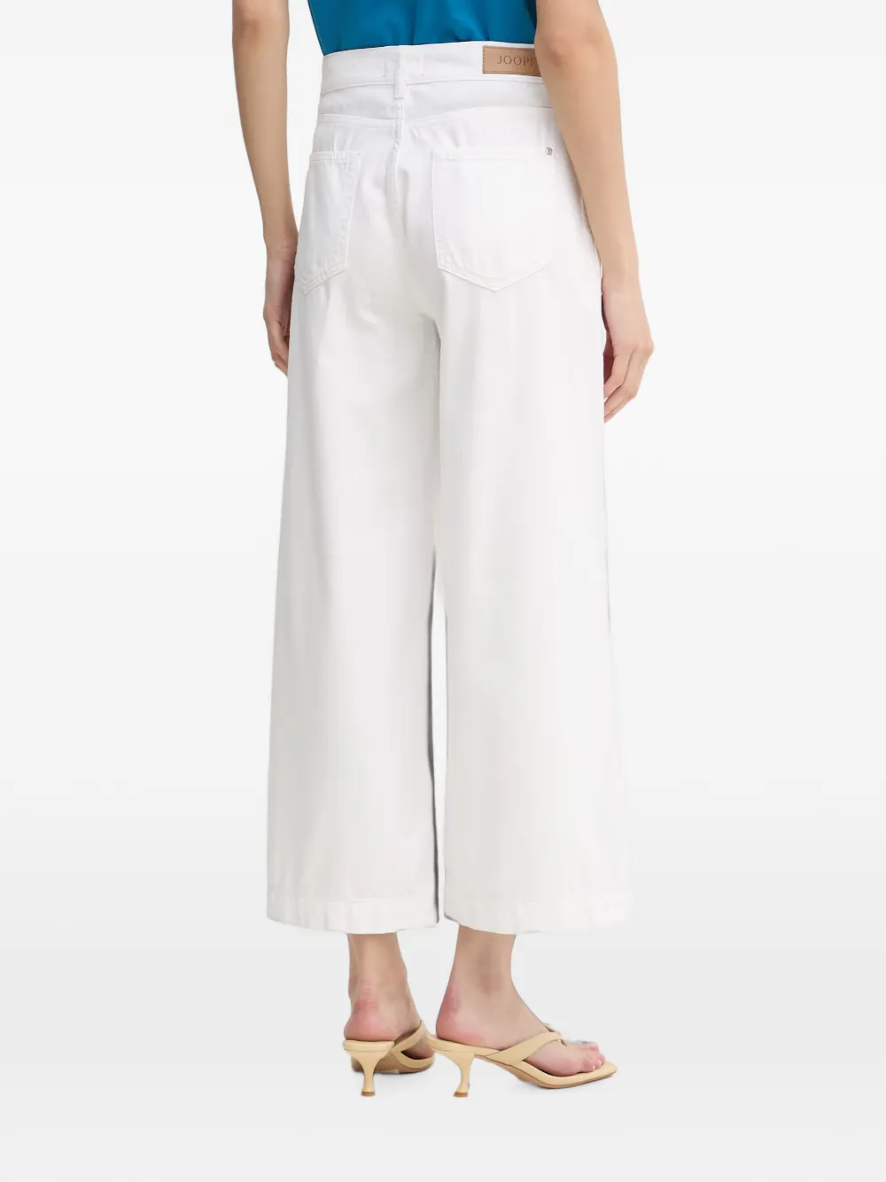 Joop! Enrica cropped jeans met wijde pijpen Wit