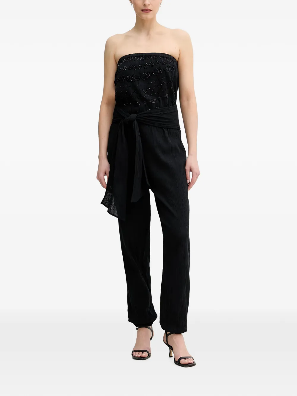 Lola Casademunt bead-embellished strapless jumpsuit - Nero