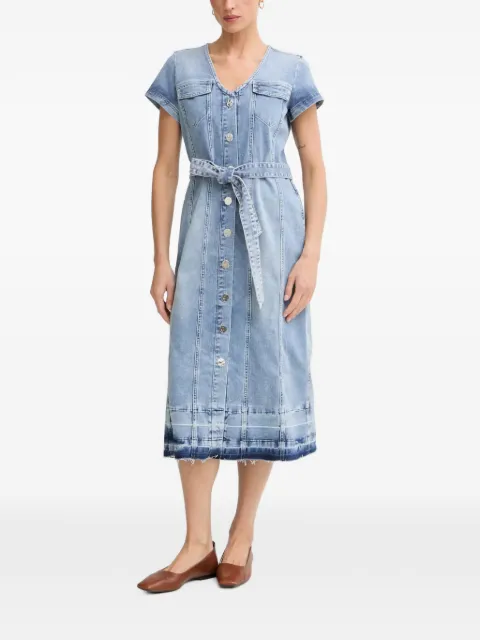 Marc Aurel belted button-front denim midi dress