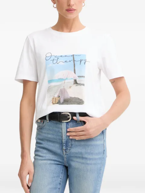 Marc Aurel T-shirt med rhinsten-udsmykning og grafisk tryk