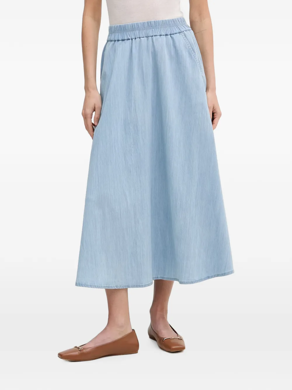 Marc Aurel elasticated-waistband flared midi skirt - Blu