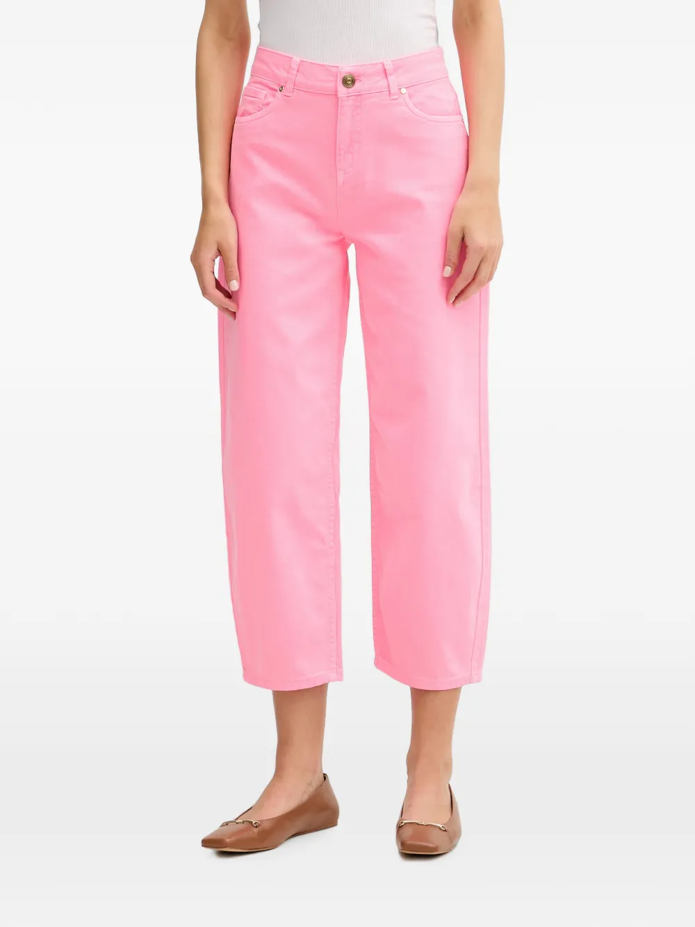 Lola Casademunt logo-patch cropped jeans - Rosa