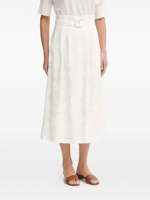 Marc Aurel belted jacquard-pattern midi A-line skirt