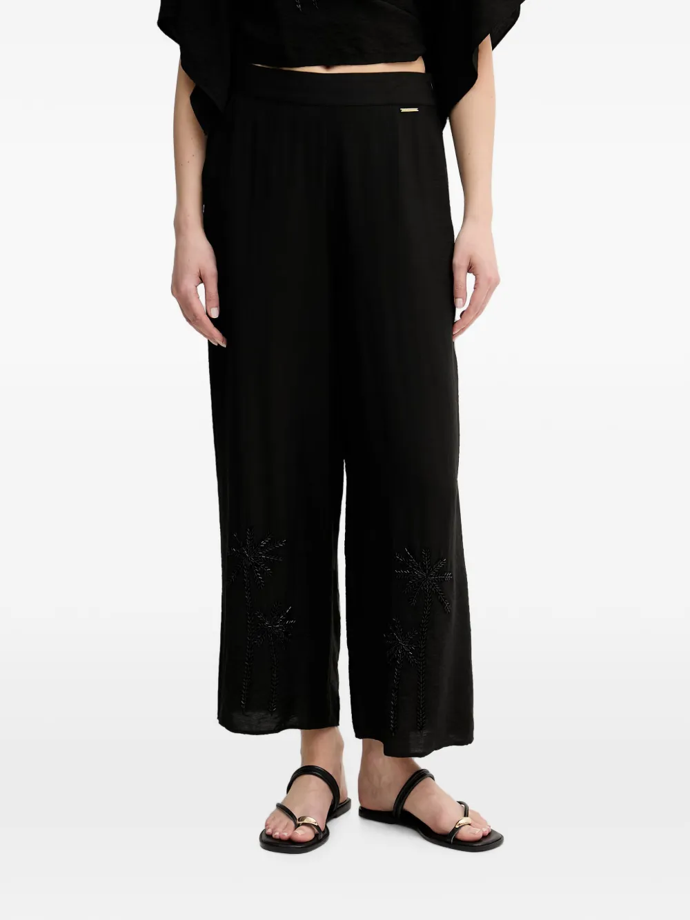 Lola Casademunt bead-embellished wide-leg trousers - Schwarz