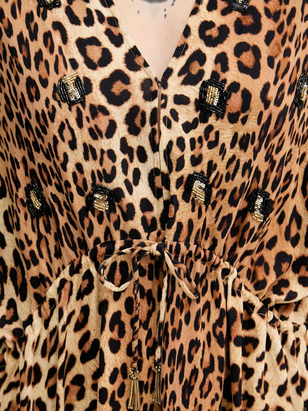 Lola Casademunt Maxi-jurk verfraaid met pailletten en luipaardprint Bruin