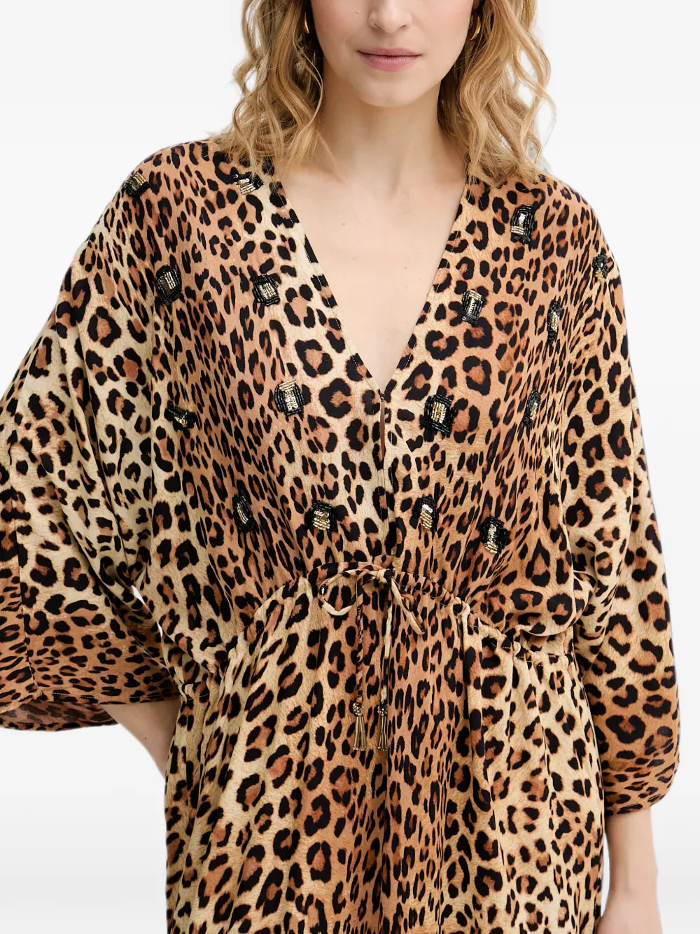 Lola Casademunt Maxi-jurk verfraaid met pailletten en luipaardprint Bruin