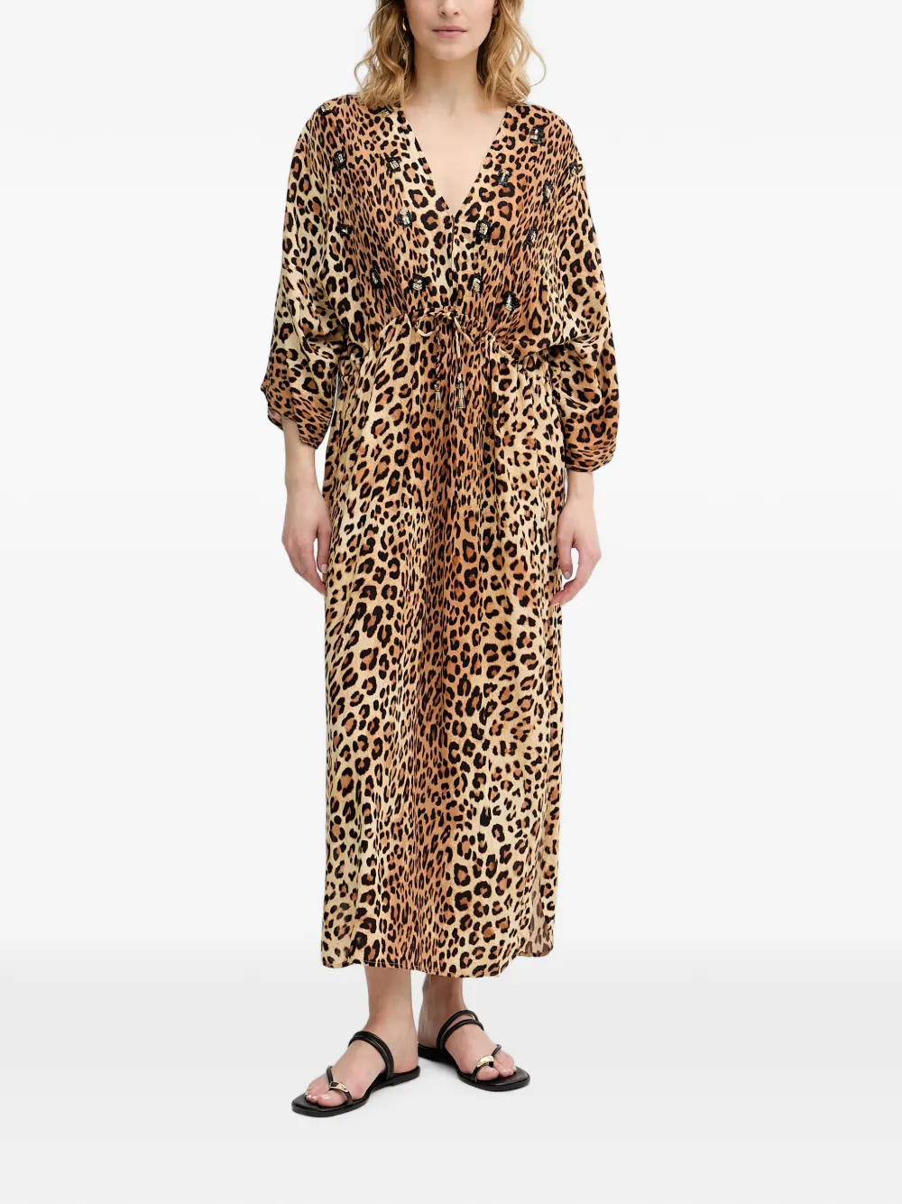 Lola Casademunt Maxi-jurk verfraaid met pailletten en luipaardprint Bruin