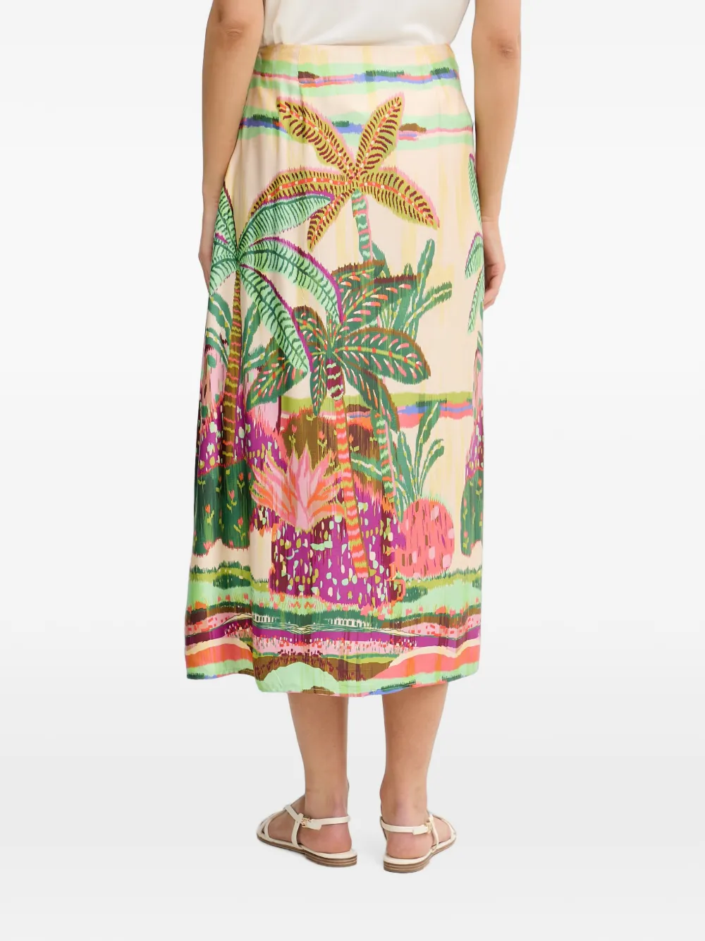 Lola Casademunt Midi-plooirok met tropische print Beige