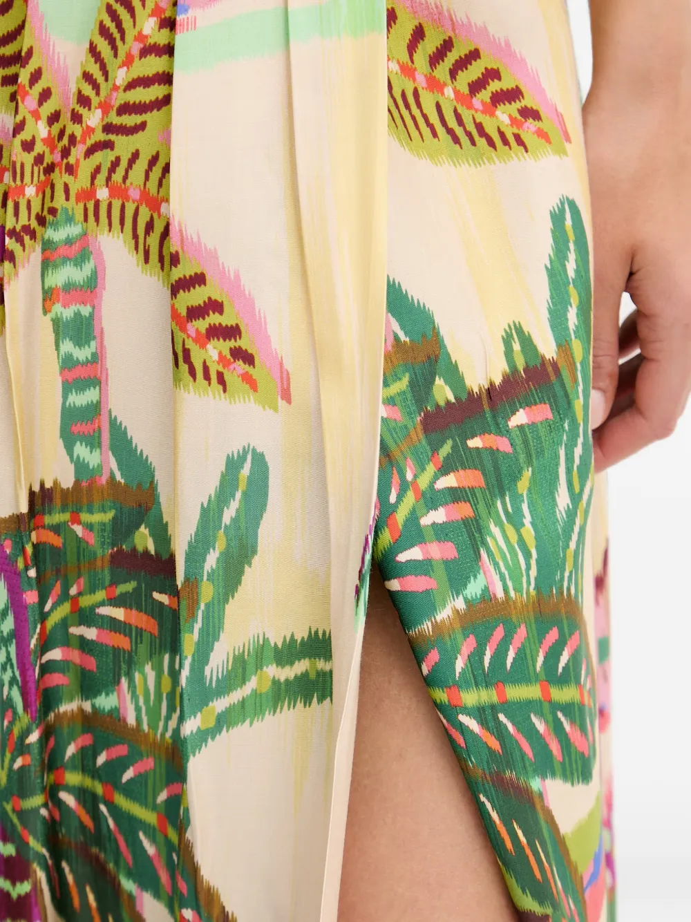 Lola Casademunt Midi-plooirok met tropische print Beige