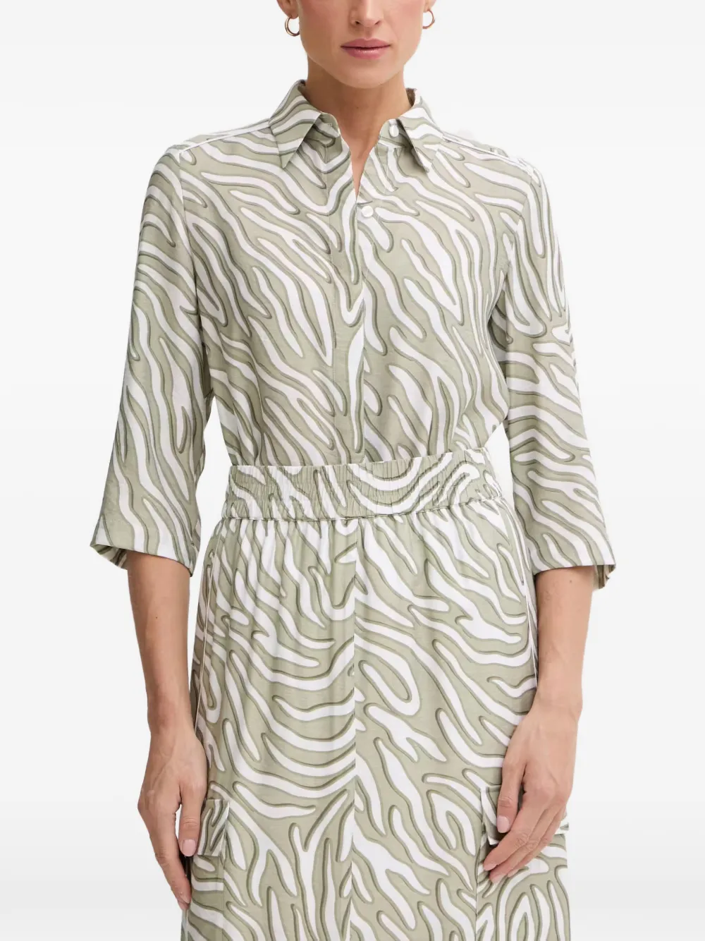 Marc Aurel zebra-print three-quarter-sleeve shirt