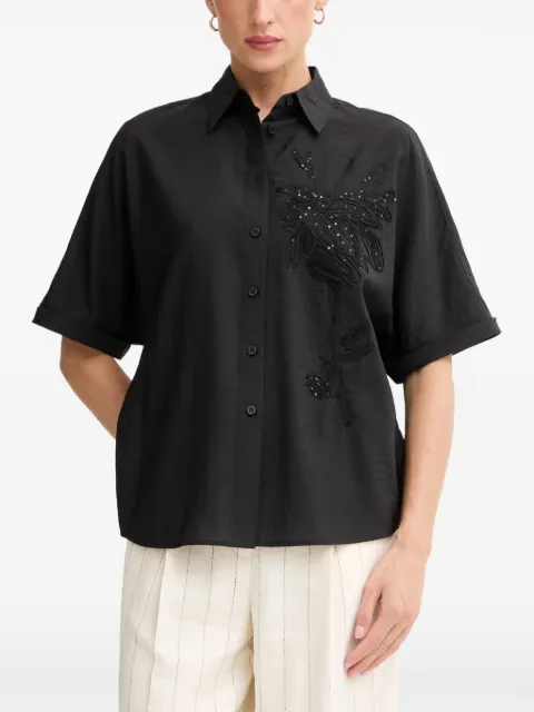 Marc Aurel sequin-embellished floral-patch shirt