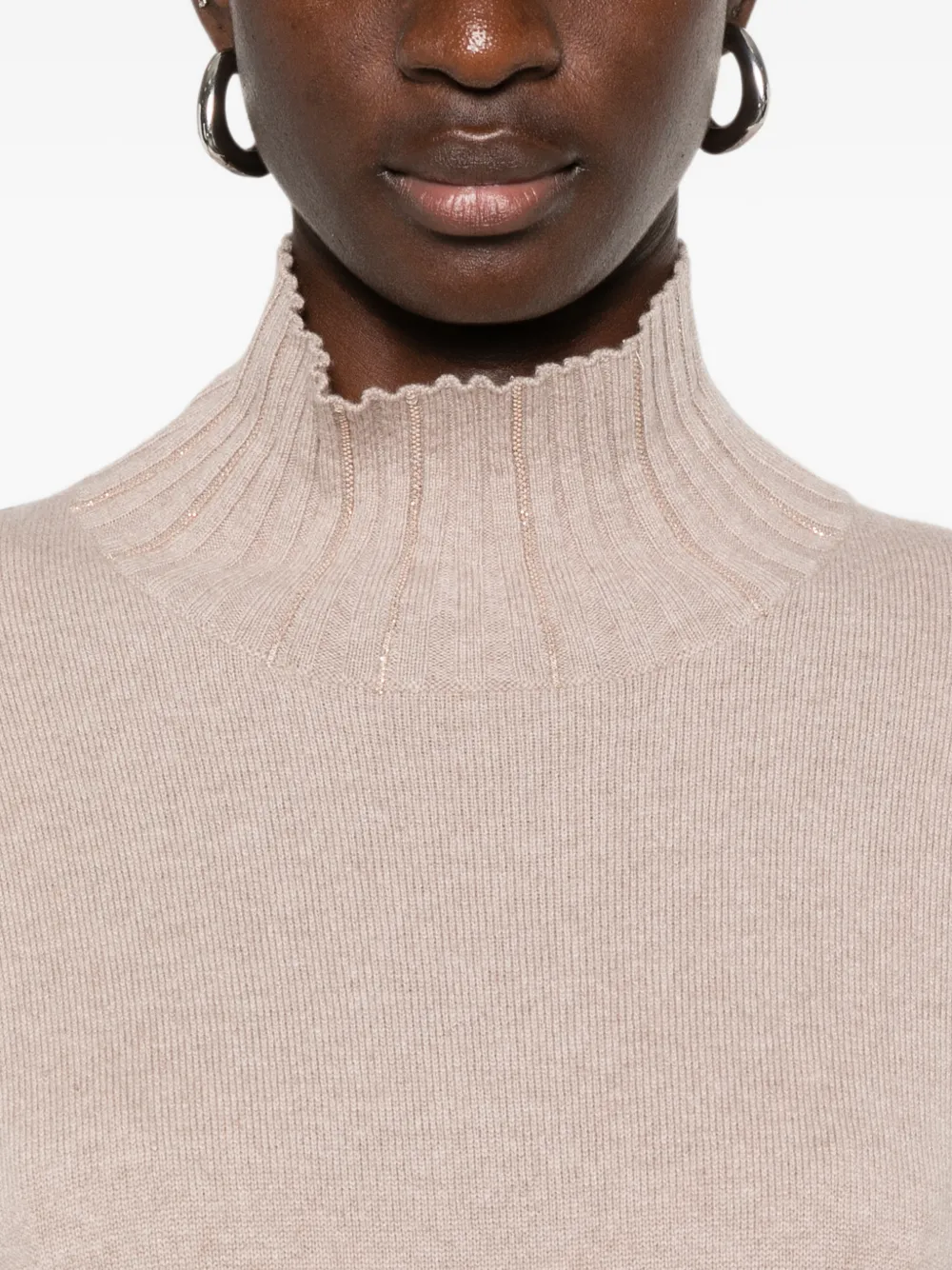 Fabiana Filippi Gebreide mini-jurk met hoge hals Beige