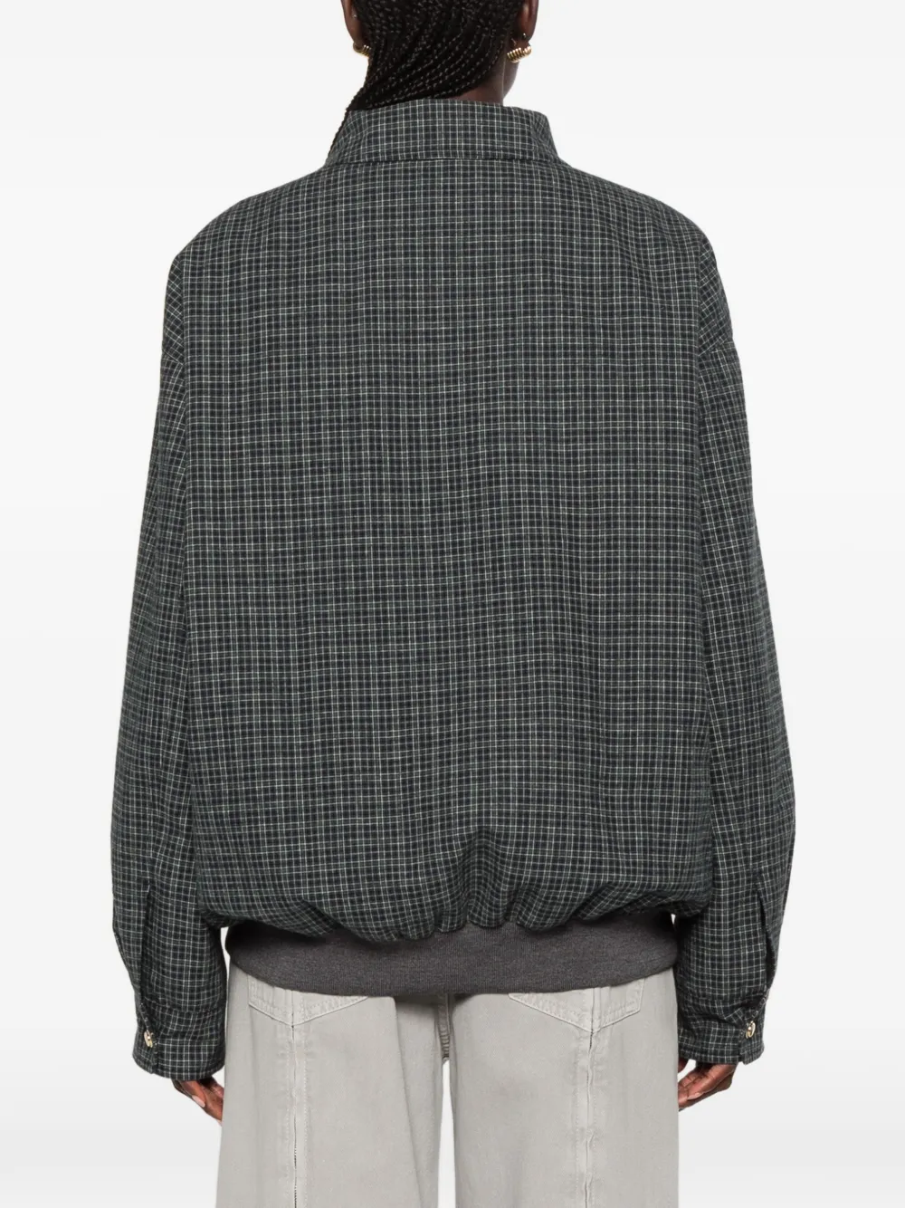 Miu Geruit jack met logo-patch Groen