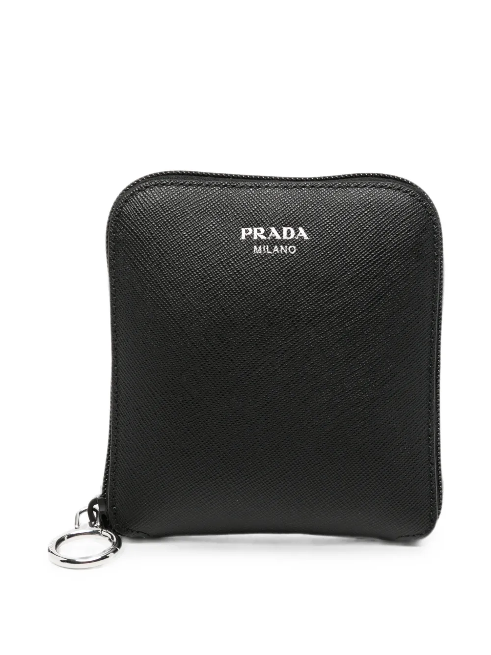Prada Re-Nylon shopper met saffiano leren hanger Zwart