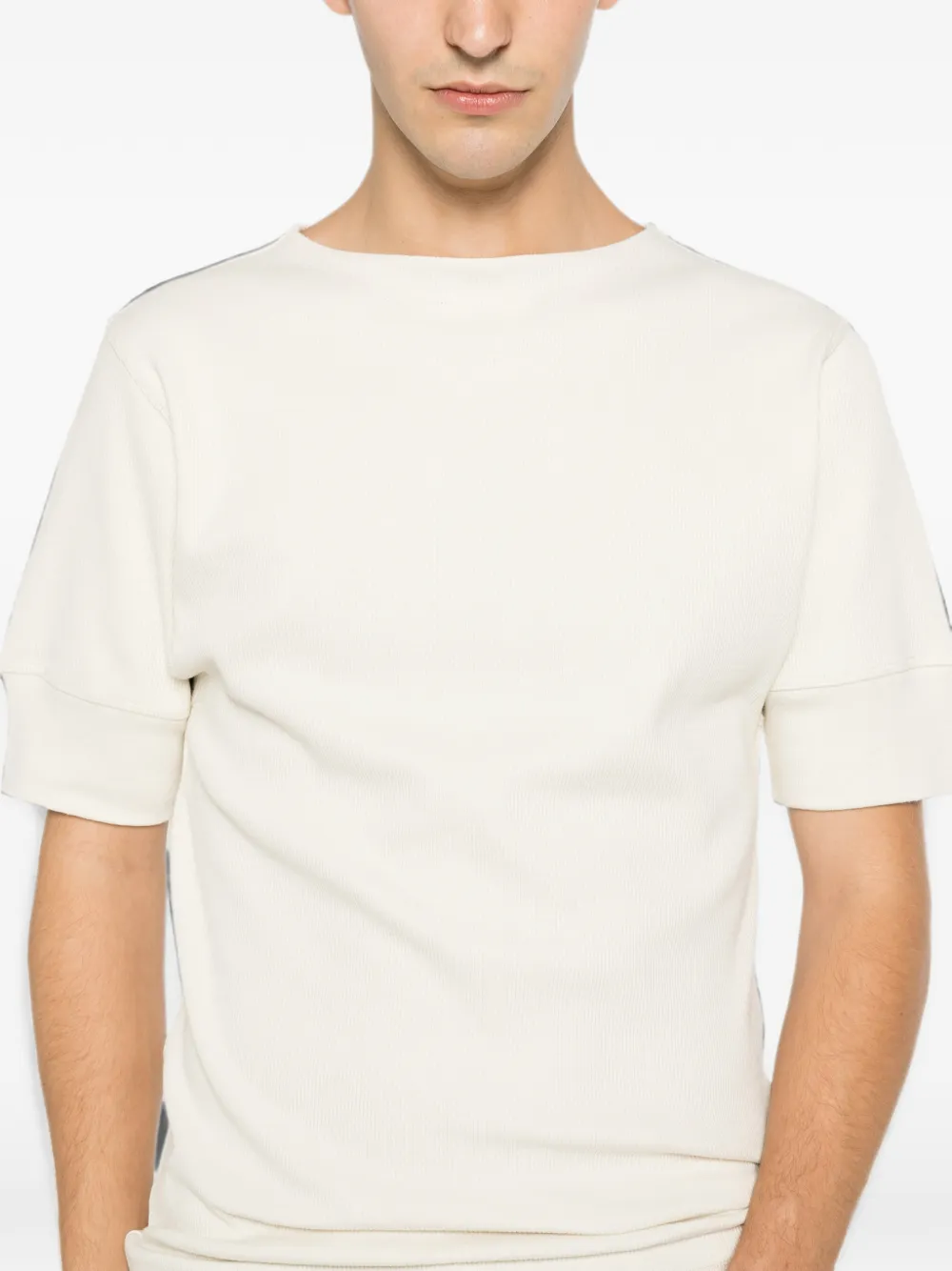 LEMAIRE Ribbed-knit Short-sleeved T-shirt in Neutrals, view 5