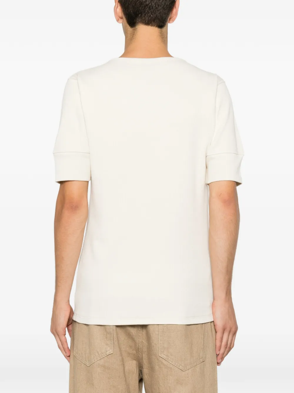 LEMAIRE Ribbed-knit Short-sleeved T-shirt in Neutrals, view 4